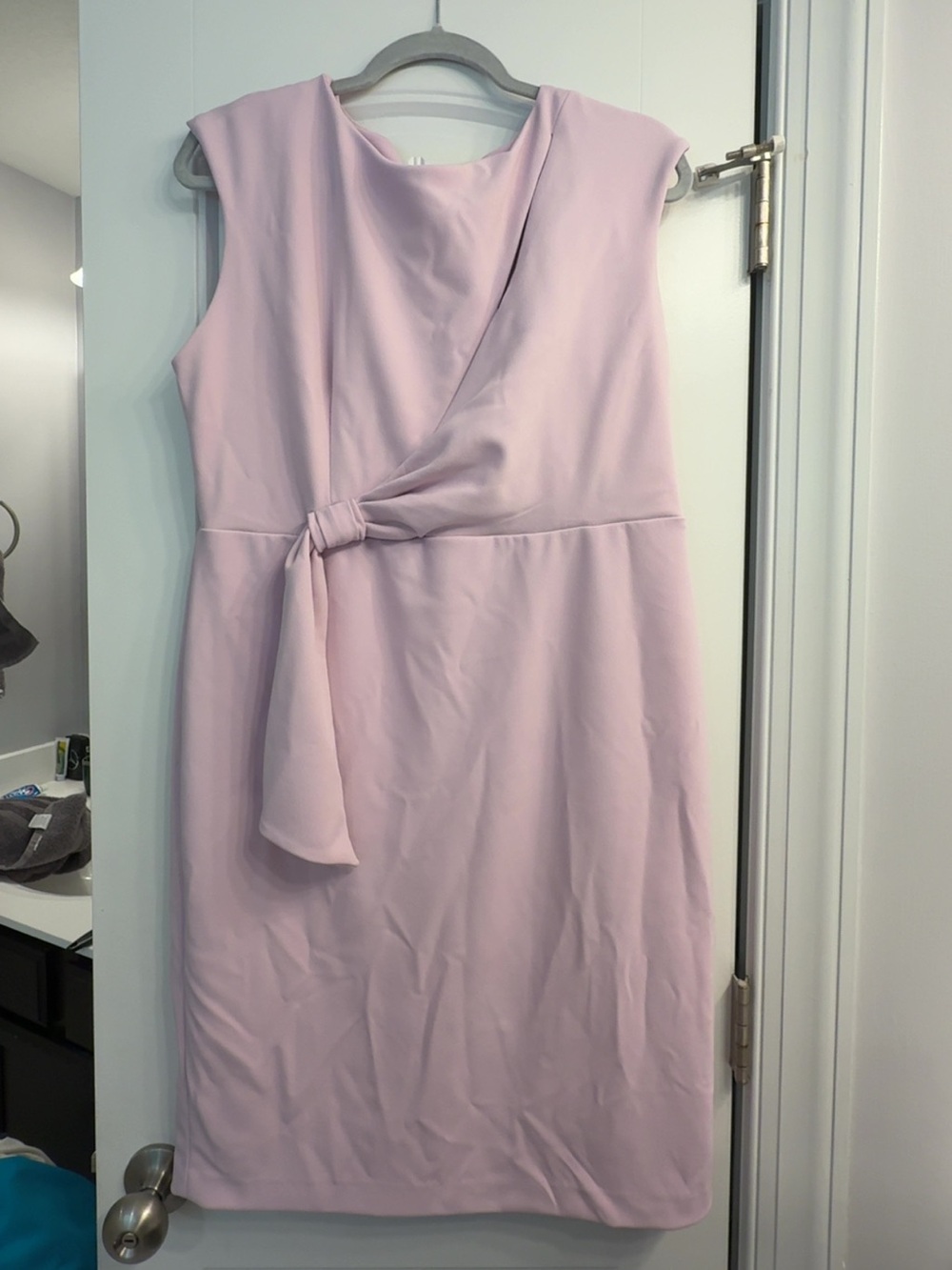 Calvin Klein Light Pink Knot-Waist Midi Sheath Dress